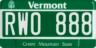 VT license plate RWO888
