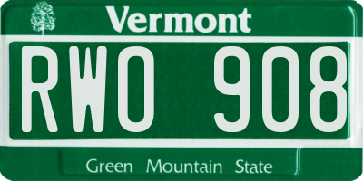 VT license plate RWO908
