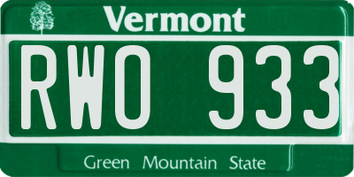 VT license plate RWO933