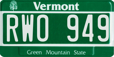 VT license plate RWO949