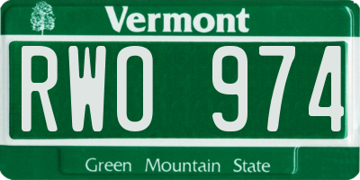 VT license plate RWO974