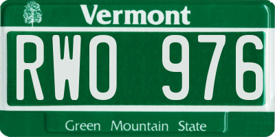 VT license plate RWO976