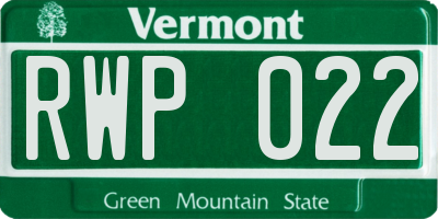 VT license plate RWP022