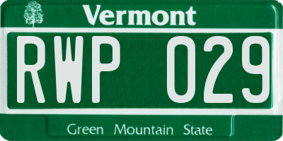 VT license plate RWP029