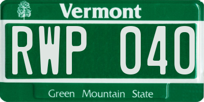 VT license plate RWP040