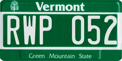 VT license plate RWP052
