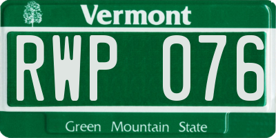 VT license plate RWP076