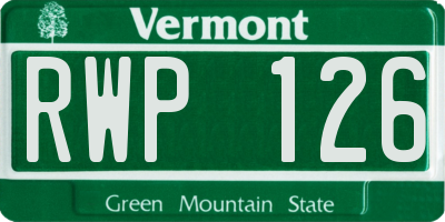 VT license plate RWP126