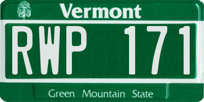 VT license plate RWP171