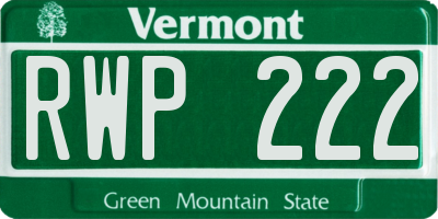 VT license plate RWP222