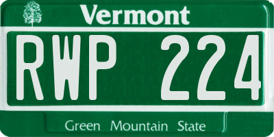 VT license plate RWP224