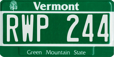 VT license plate RWP244