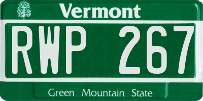 VT license plate RWP267
