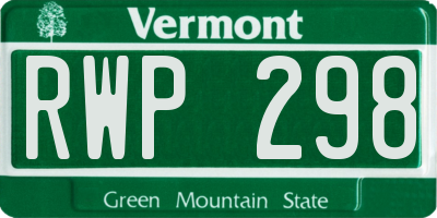 VT license plate RWP298