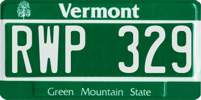 VT license plate RWP329
