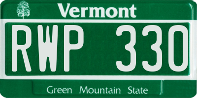 VT license plate RWP330