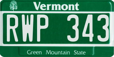 VT license plate RWP343