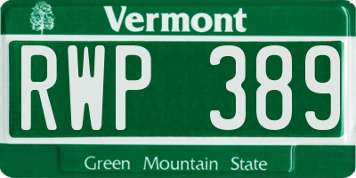 VT license plate RWP389