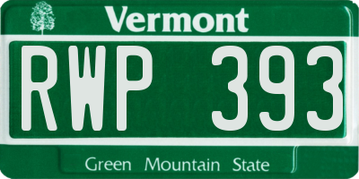 VT license plate RWP393
