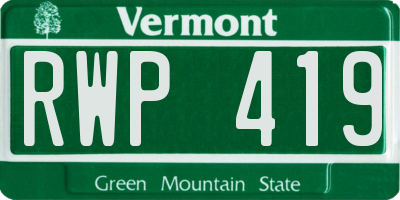 VT license plate RWP419