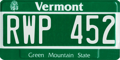 VT license plate RWP452