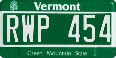 VT license plate RWP454