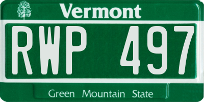 VT license plate RWP497