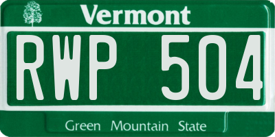 VT license plate RWP504