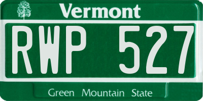 VT license plate RWP527