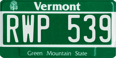 VT license plate RWP539
