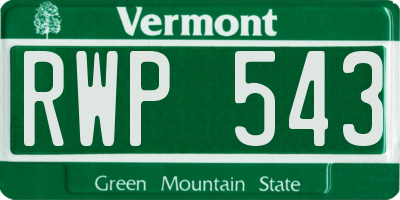 VT license plate RWP543
