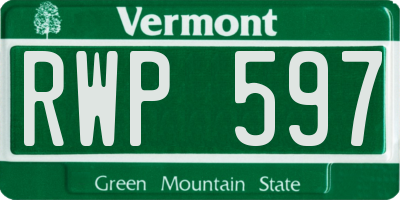 VT license plate RWP597
