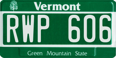 VT license plate RWP606