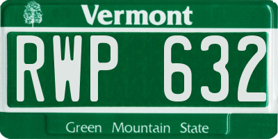 VT license plate RWP632