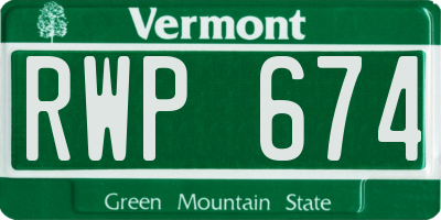 VT license plate RWP674