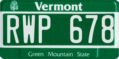 VT license plate RWP678