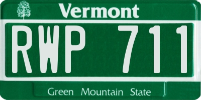 VT license plate RWP711