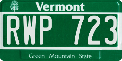 VT license plate RWP723