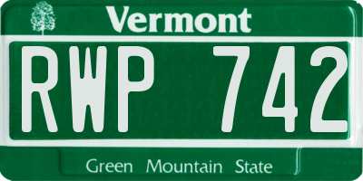 VT license plate RWP742
