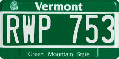VT license plate RWP753