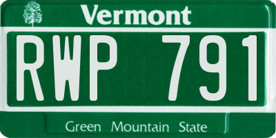 VT license plate RWP791