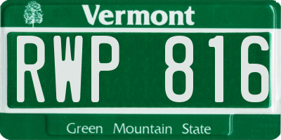 VT license plate RWP816