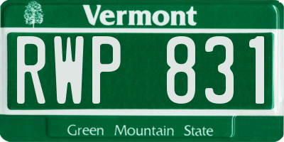 VT license plate RWP831