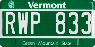 VT license plate RWP833