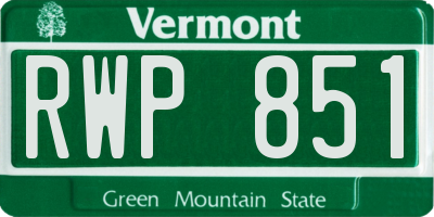 VT license plate RWP851