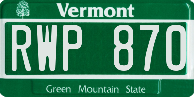 VT license plate RWP870