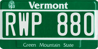 VT license plate RWP880