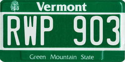 VT license plate RWP903