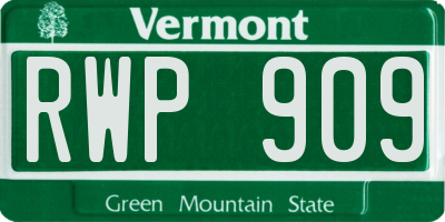 VT license plate RWP909