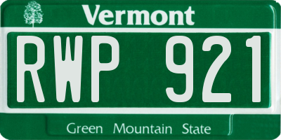 VT license plate RWP921